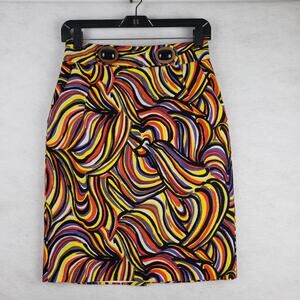 Office Siren Milly Womens Size 2 Psychedelic Pencil Skirt Colorful‎ Retro Mini